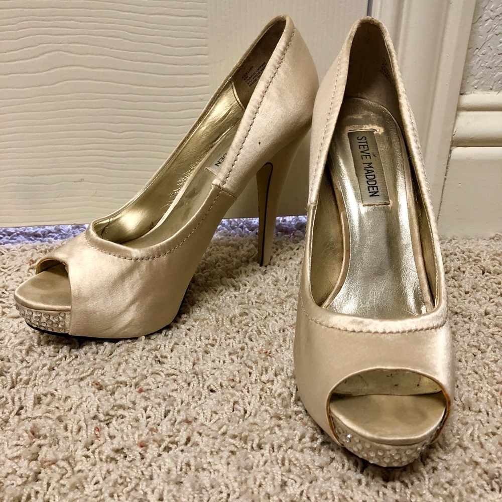 Gold Peep Toe Heels